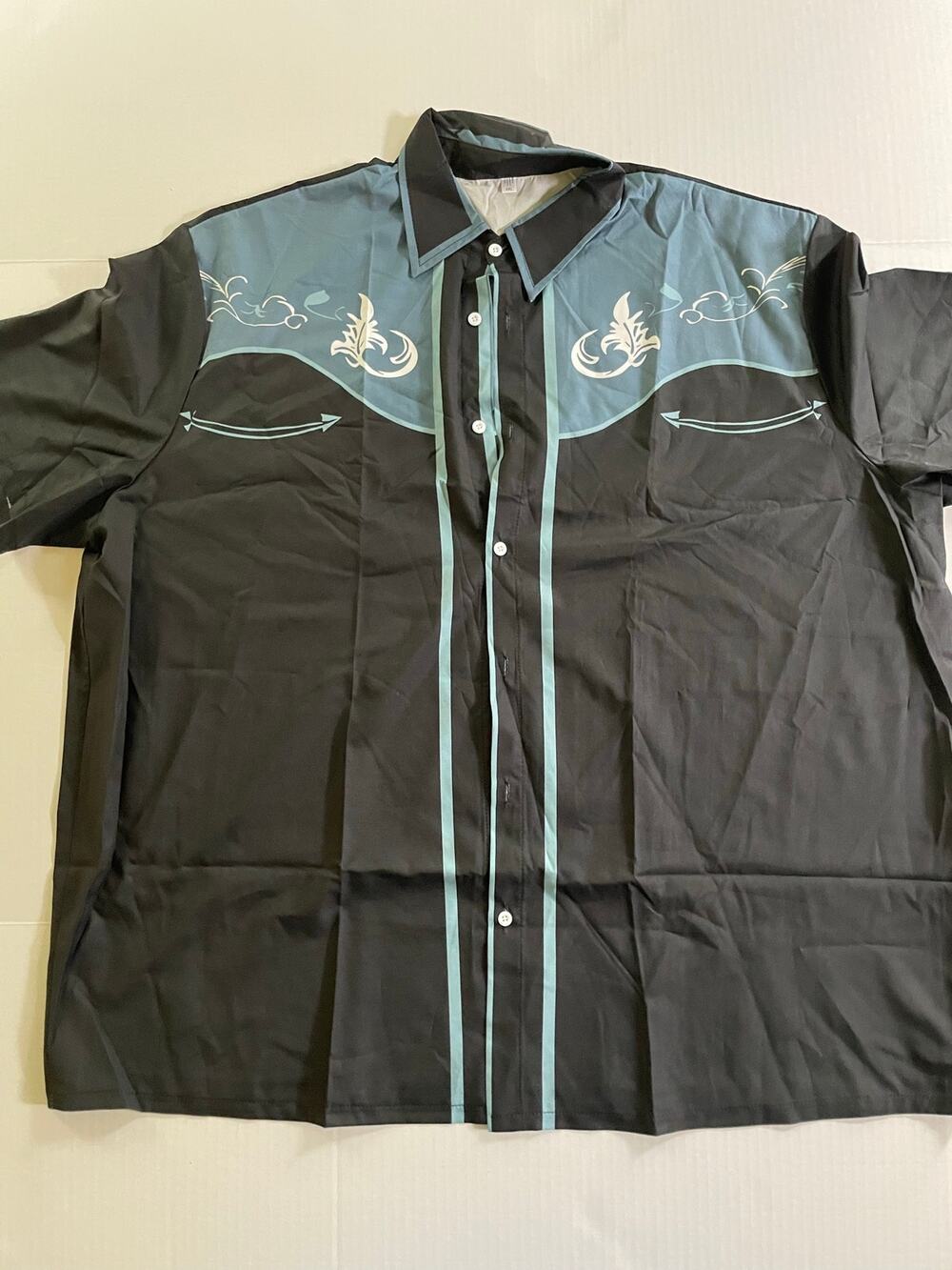 Men’s 4XL Short Sleeve Button Down Shirt Black & Gray